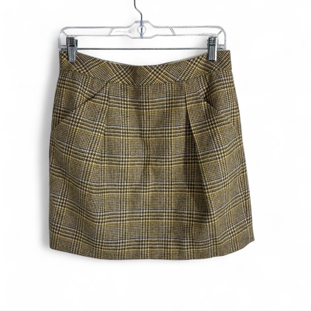 J.Crew Wool Plaid Pleated Mini Skirt, Size 8